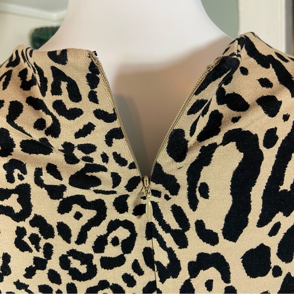 Chico's Sz 2 Leopard Dress Cheetah Midi Shift Animal Print 12/14 - Picture 11 of 13